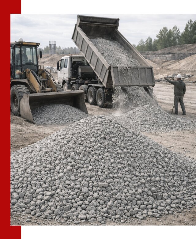 Доставка известнякового щебня фр. 5–20 в Гусе-Хрустальном