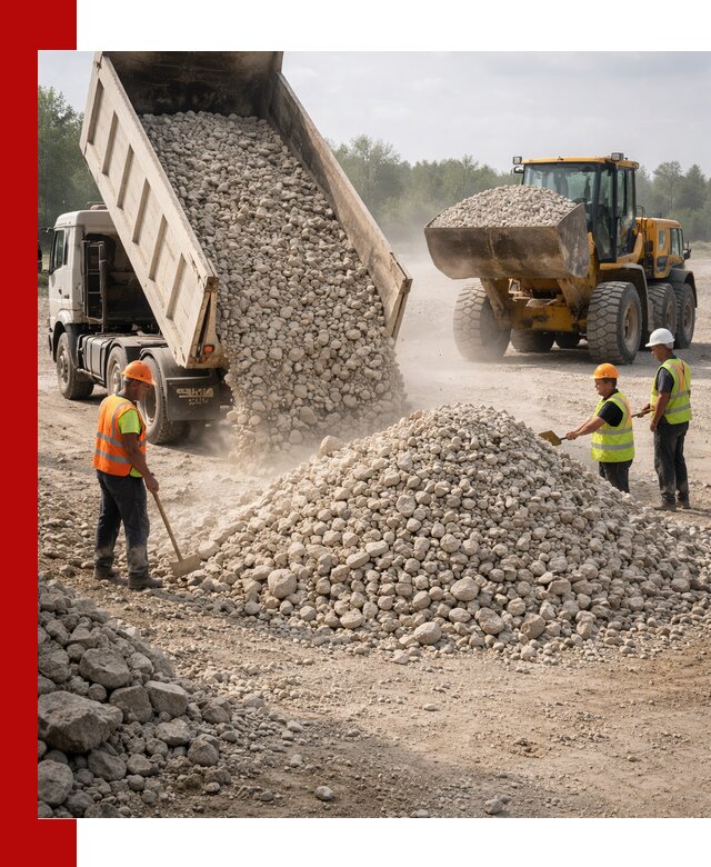 Доставка известнякового щебня фр. 40-70 в Гусе-Хрустальном