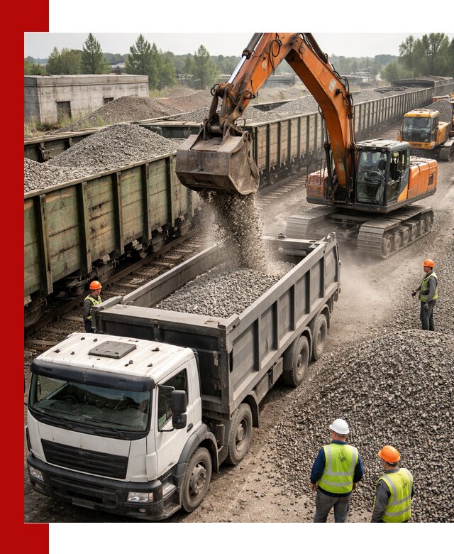 Железнодорожный щебень фракция 25–60 для поставок в Гусе-Хрустальном