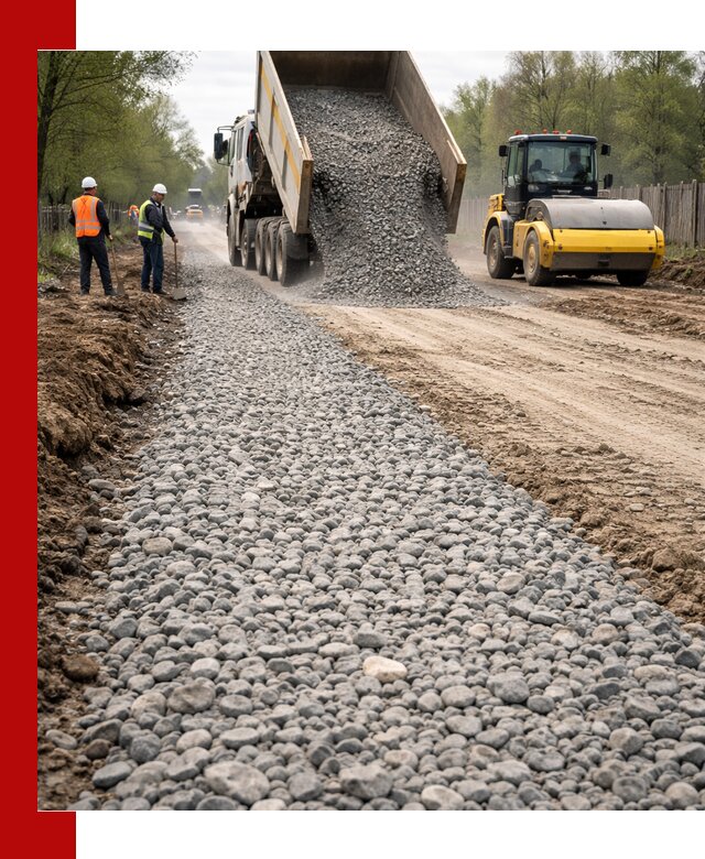 Доставка щебня для отсыпки дорог в Гусе-Хрустальном высокого качества