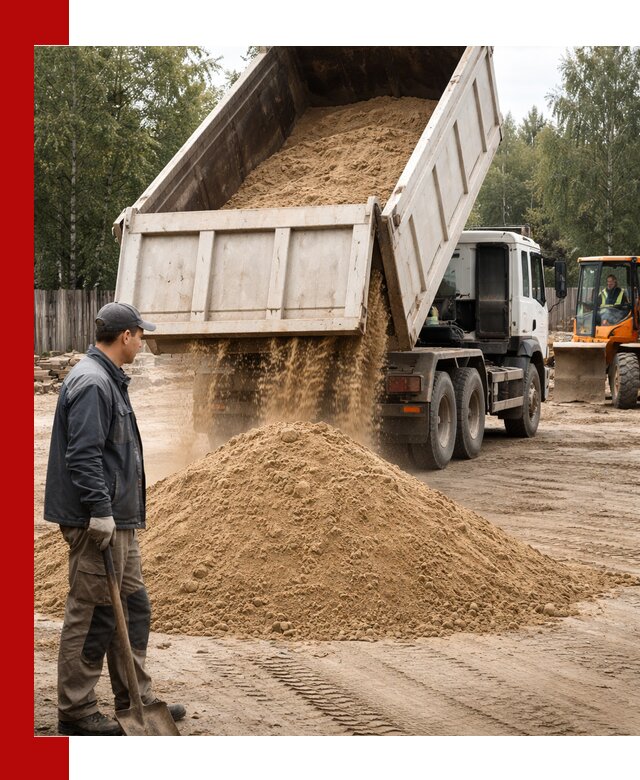 Доставка и продажа песка с разгрузкой в Гусе-Хрустальном