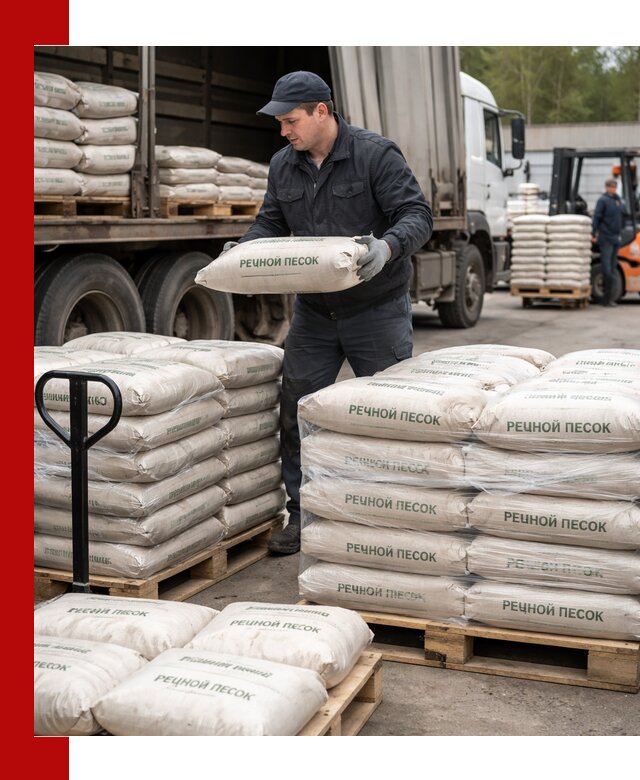 Речной песок в мешках с доставкой в Гусе-Хрустальном