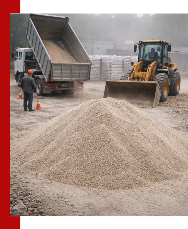 Кварцевый песок фракция 0–8 для стройработ в Гусе-Хрустальном