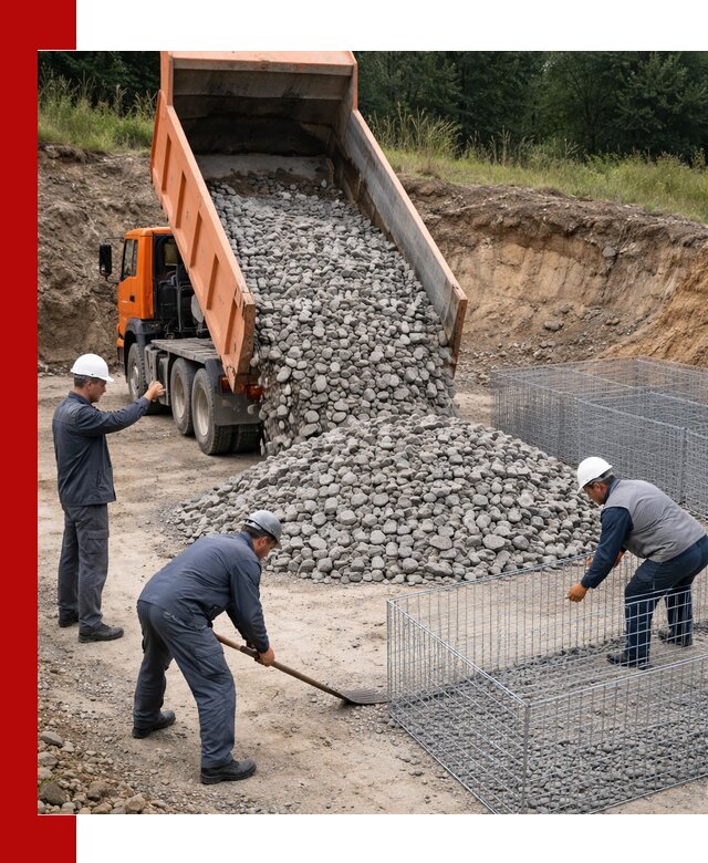 Камень для габионов с доставкой в Гусе-Хрустальном быстро и надёжно