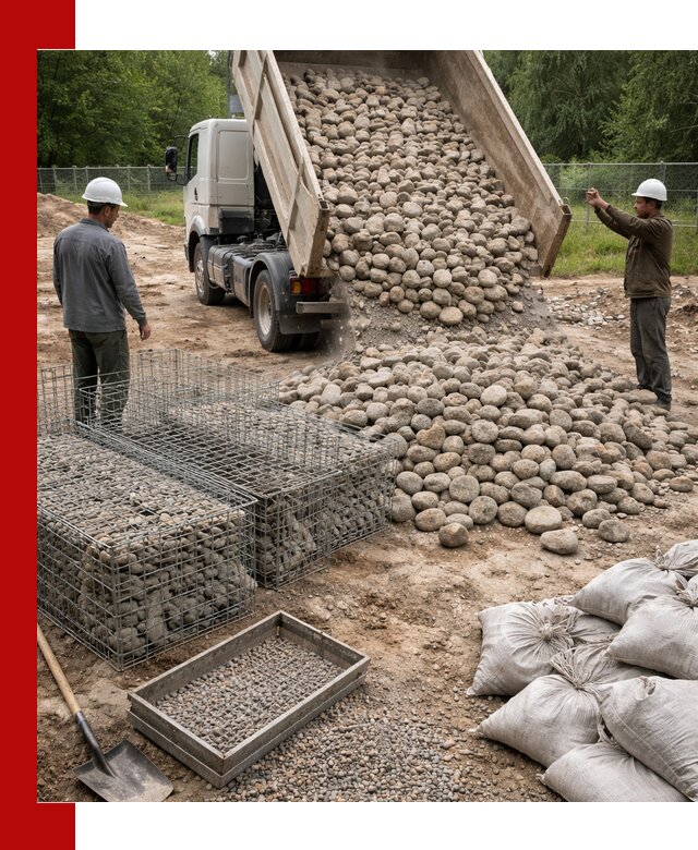 Камень для габионов фракция 70–151 в Гусе-Хрустальном