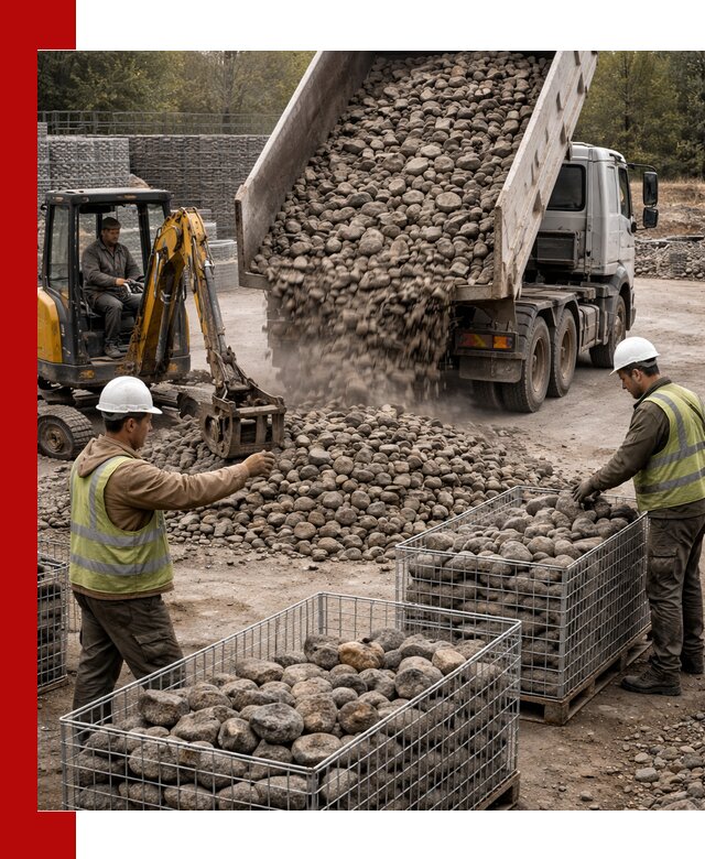 Камень для габионов фракция 100–201 в Гусе-Хрустальном