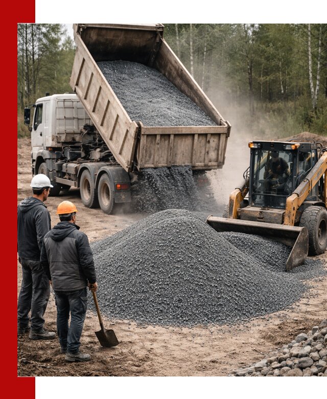 Гранитный отсев 0-5 с доставкой и разгрузкой в Гусе-Хрустальном