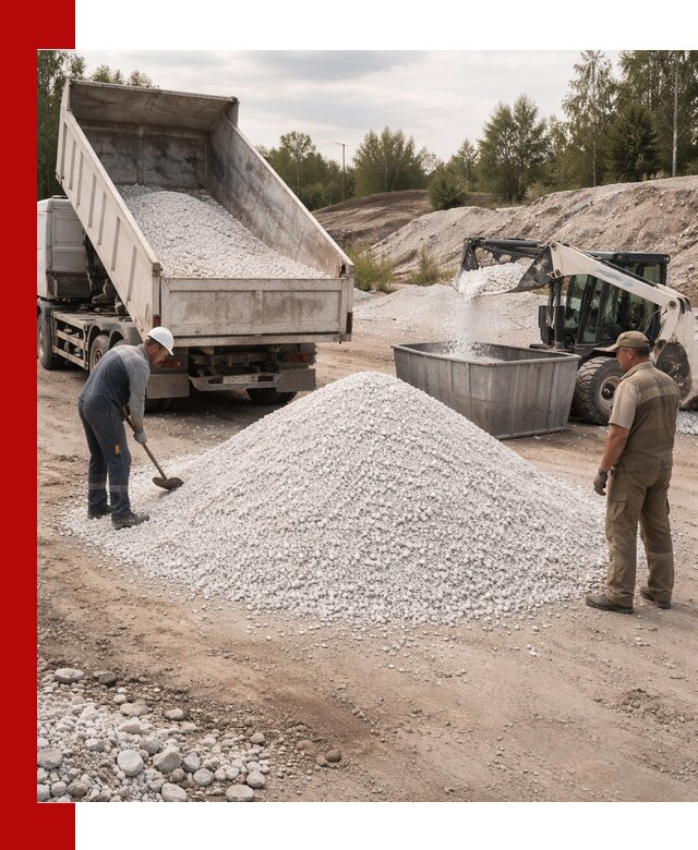 Доставка и продажа белой мраморной крошки в Гусе-Хрустальном