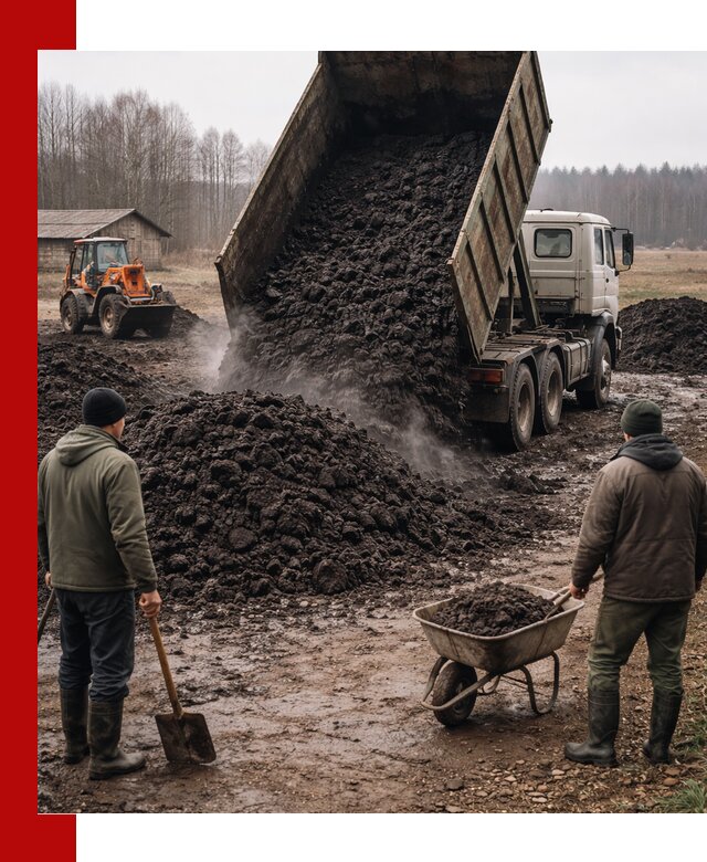 Доставка низинного торфа с разгрузкой и доставкой в Гусе-Хрустальном