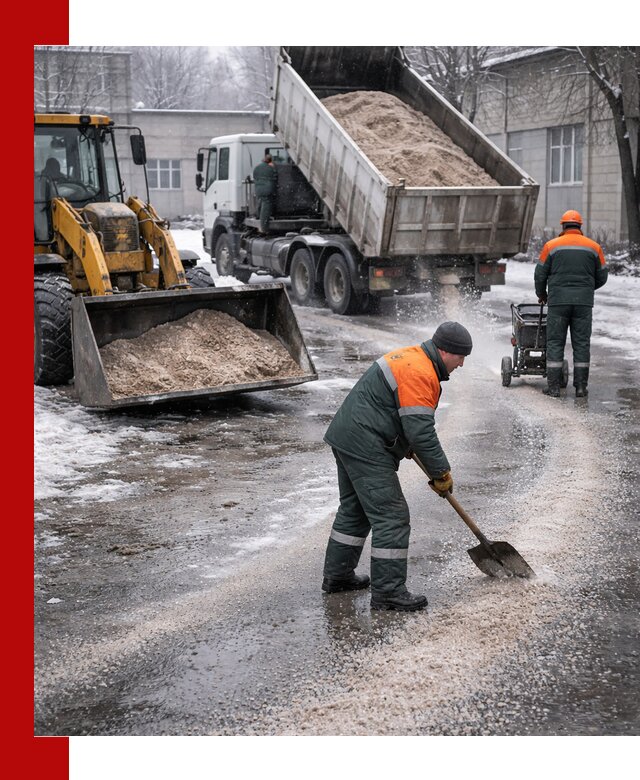 Реагент против гололеда с доставкой и нанесением в Гусе-Хрустальном