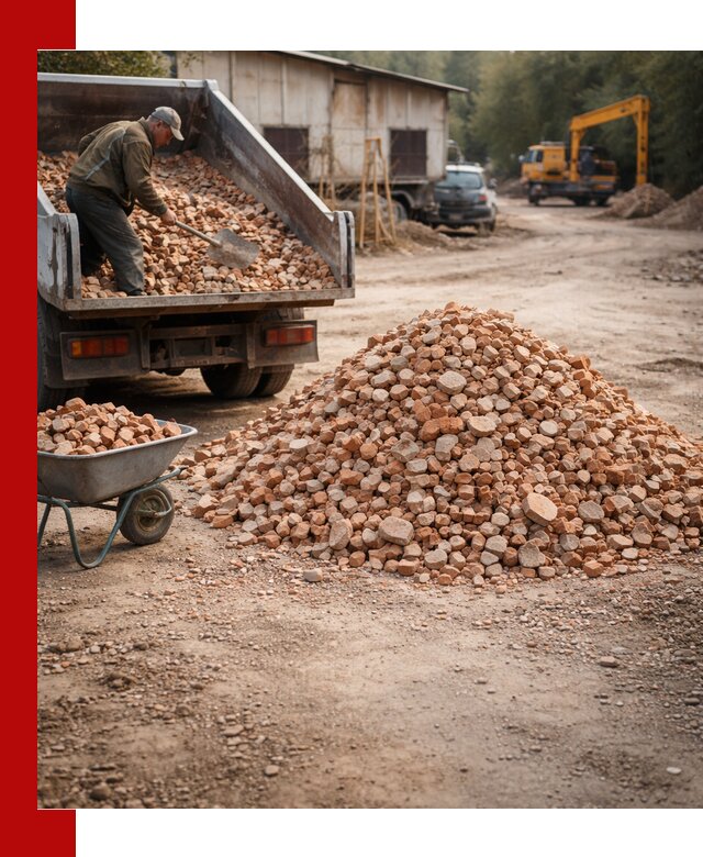 Доставка и подушка из боя кирпича с разгрузкой в Гусе-Хрустальном