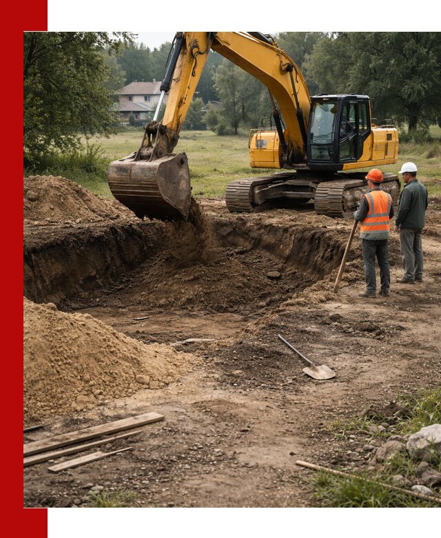 Рытье котлована под фундамент в Гусе-Хрустальном (быстро и недорого)