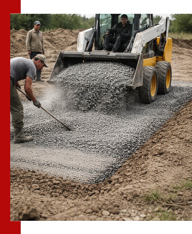Устройство щебеночной подушки в Гусе-Хрустальном для дорог и фундаментов
